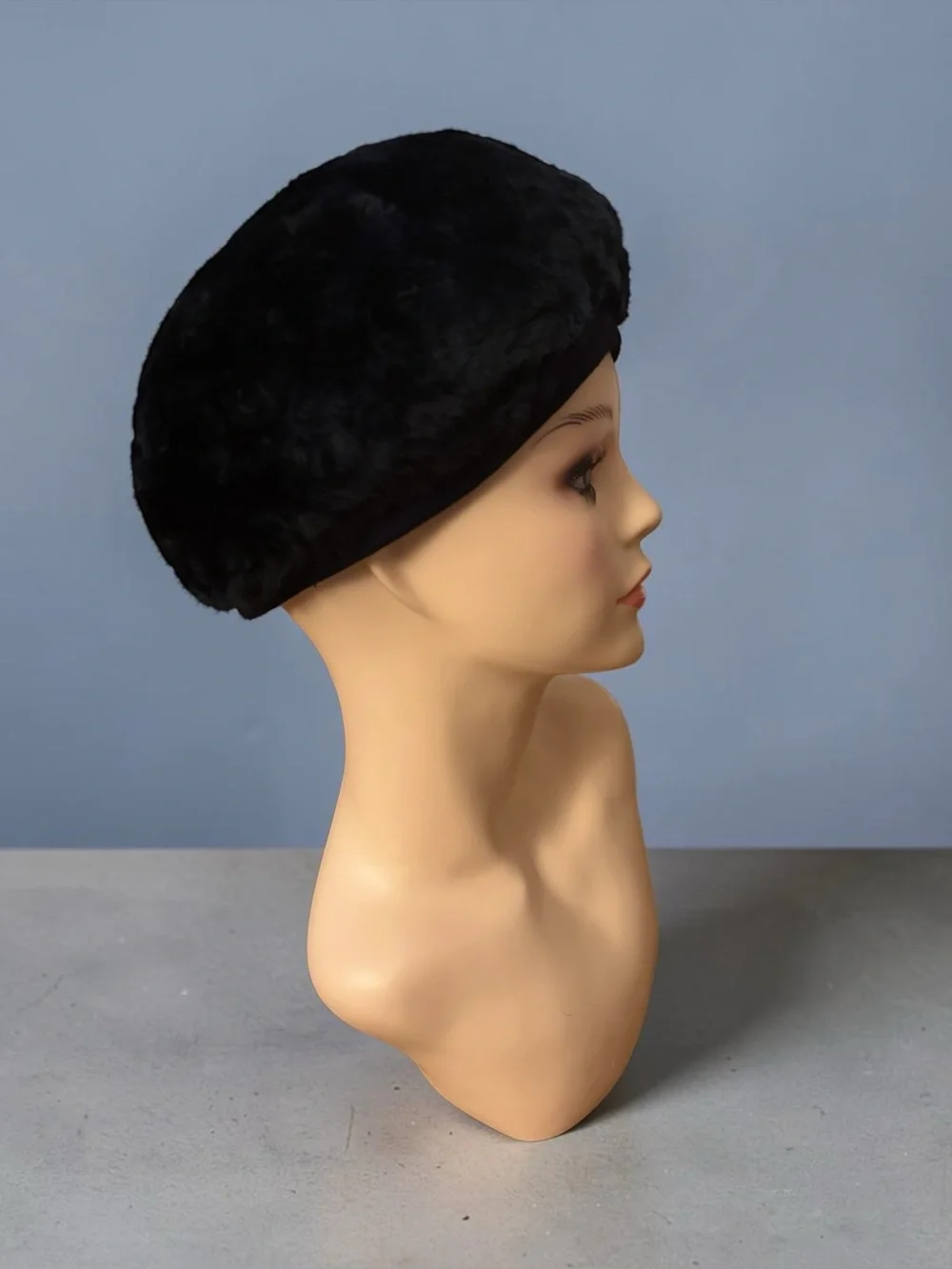 Vintage Black Faux-Fur Cossack or Russian Style Hat